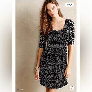 Anthropologie Saturday/Sunday Chevron Knit Dress Small Black White Boho